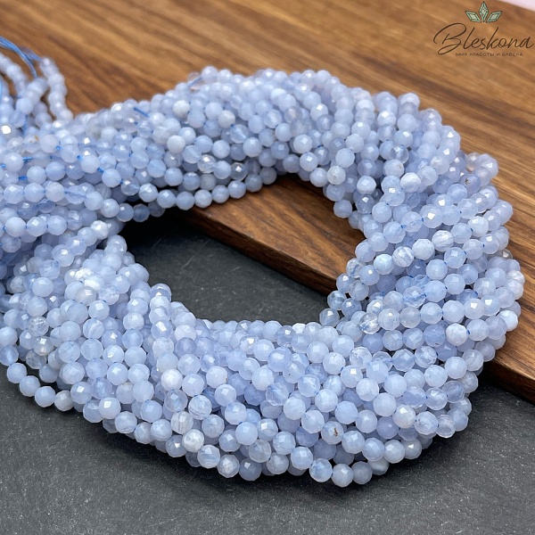 4 мм Агат голубой (Сапфирин) алмазная огранка