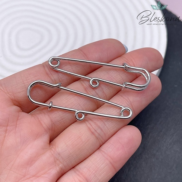 5 см, Цвет серебро, Основа булавка 1 кольцо 