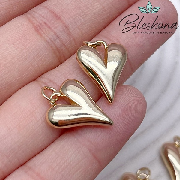 13*17 мм Цвет золото, Подвеска сердце объемное