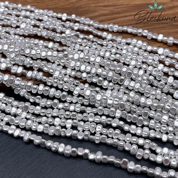 4,5-6мм Гематин сколы шлифованные матовые, светлое серебро, имитация