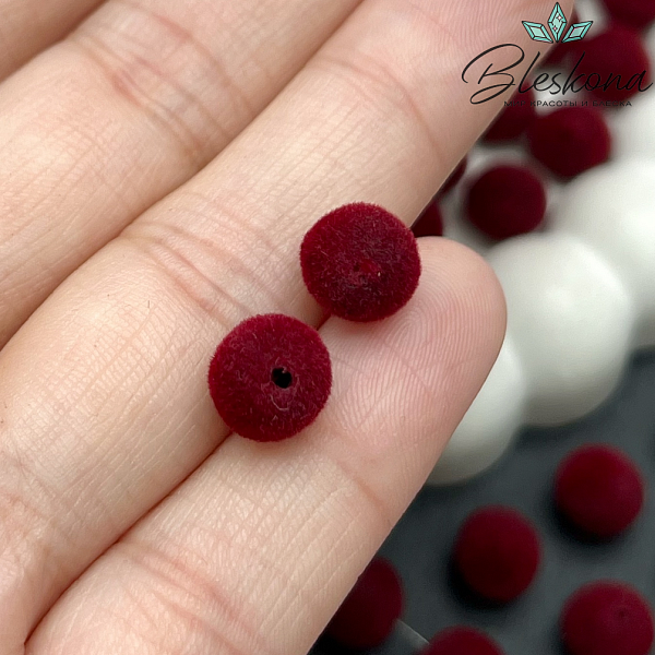 8мм Бархатная бусина, Цвет бордо