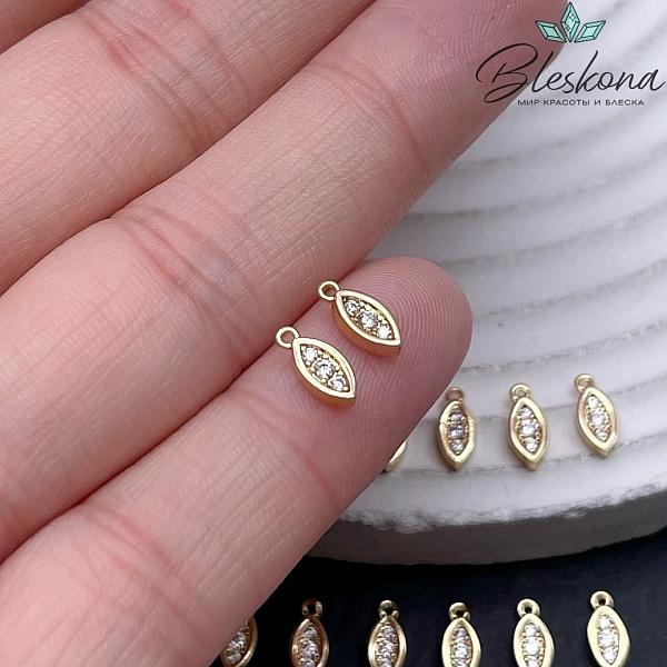 8*3,5 мм Цвет золото, Подвеска Капля цирконы