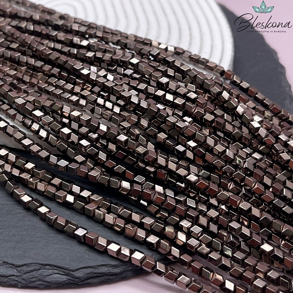 4 мм Гематин имитация, цвет коричневый №1 (шоколадный), геометрия