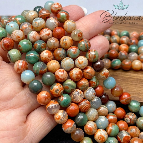 Агат с узором №6 8 мм