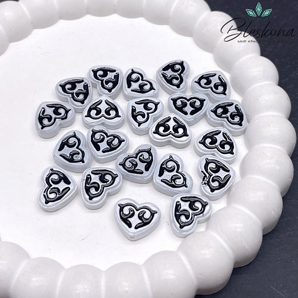12*15 мм Бусина Этно сердце серое