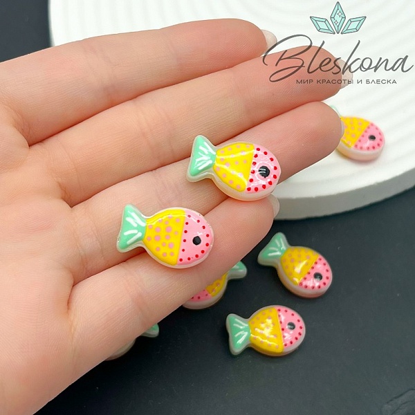 20*12 мм  Бусина рыбка темно- желтая