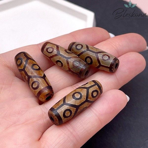 Бусина Дзи 9 глаз черепаха серо-коричневый 30*11 мм