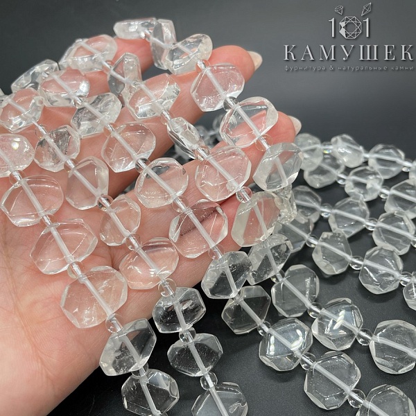 Горный хрусталь фриформ плоский огранка 11,5*15мм
