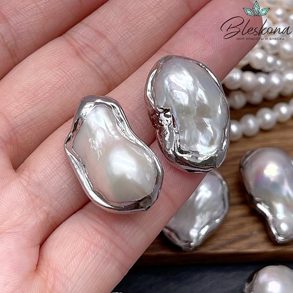 16*26 мм Цвет серебро, Бусина  Жемчуг Барокко 