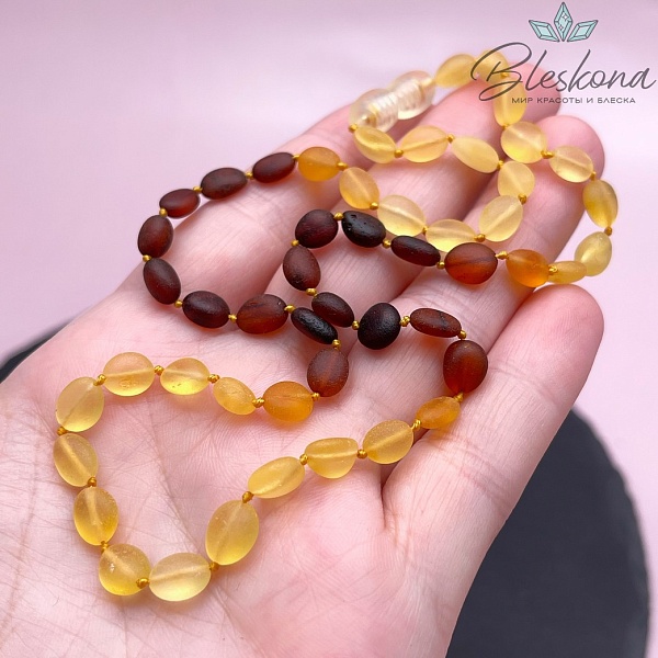 Янтарь микс матовый овал фриформ 5-6 мм
