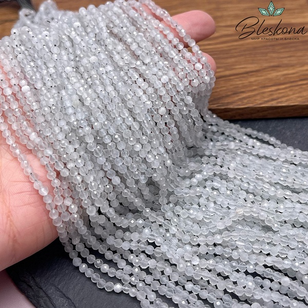 Кошачий глаз светло-серый микроогранка (имитация) 3 мм