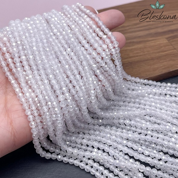 Циркон огранка белый 4 мм (кубический цирконий, фианит) 