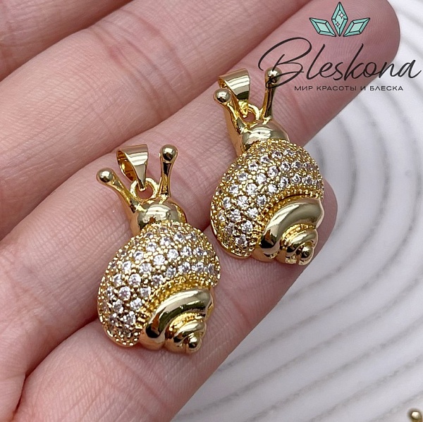 22*16 мм Цвет золото, Подвеска Улитка с цирконами