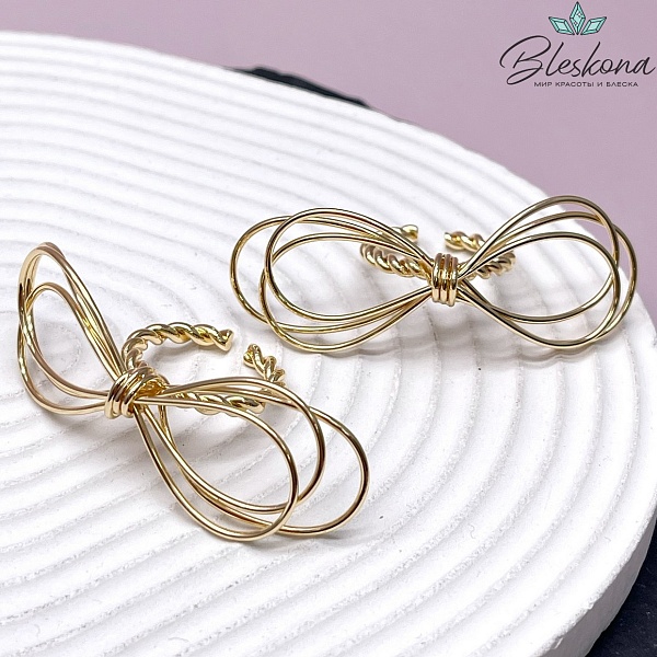 22 мм Цвет золото, Кольцо безразмерное бантик