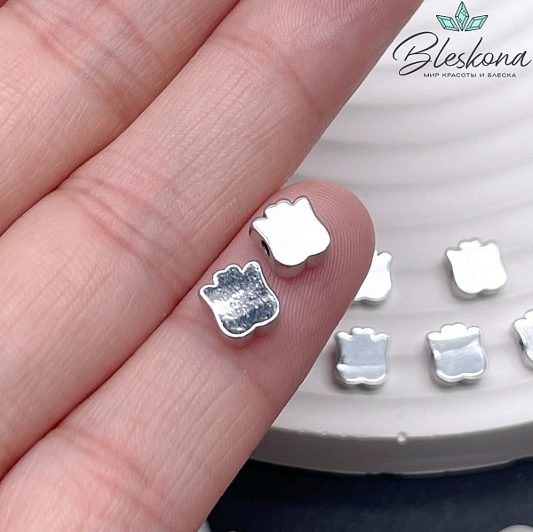 6*6,4 мм Цвет серебро, Бусина тюльпан 