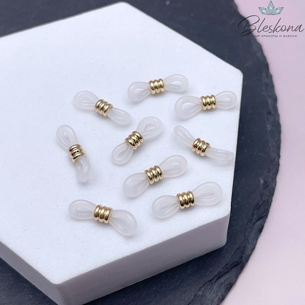 18 мм Цвет золото, Держатель силиконовый белый 