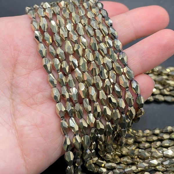 4*7,5 мм Стекло Lux, ракушка мини, цвет золото