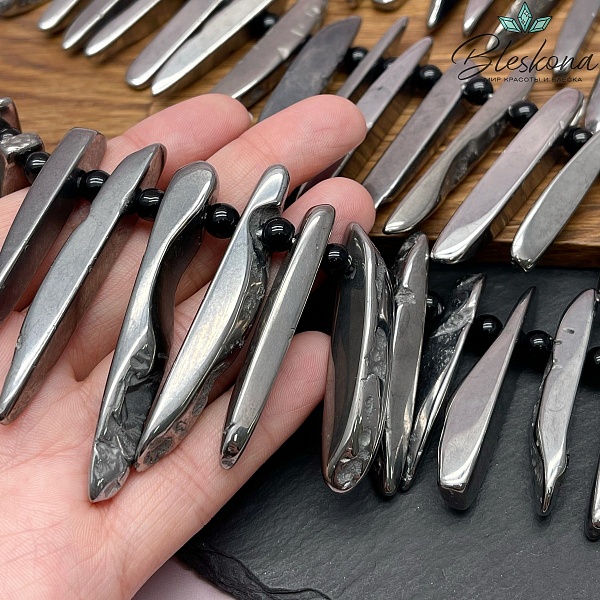 Агат сколы шлифованные с покрытием (25-45)*(7-11) мм