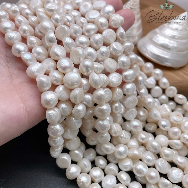 Жемчуг полусфера белый 9-9,5 мм 