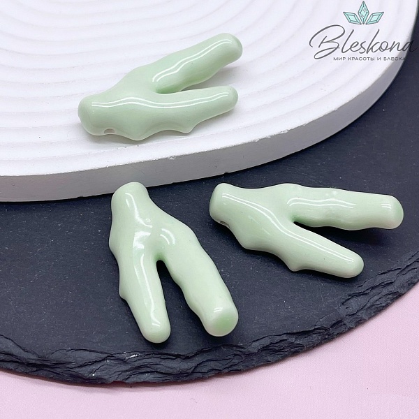 44*21 мм Керамика Бусина ветки коралла салатовые