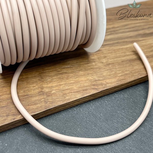 Каучуковый полый шнур, Цвет светло-коричневый 4 мм