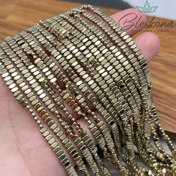 2*4 мм Гематин плоский прямоугольник, темное золото, имитация