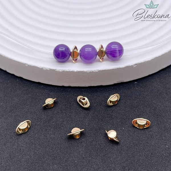 7,5*3,5 мм Цвет золото, Бусина Планета