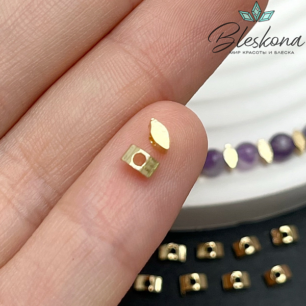 2*4,5 мм Цвет золото, Бусина-разделитель овал острый уп. 10 шт. 