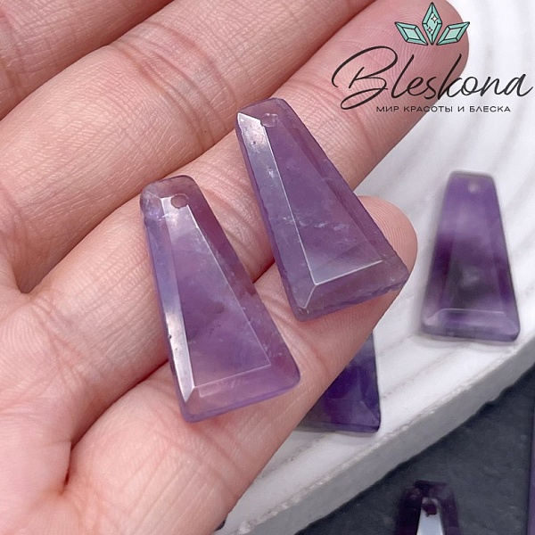 25*13 мм Подвеска трапеция Аметист огранка