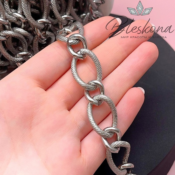 Цепь №139-3 цвет серебро 24*16 мм/15*11,5 мм