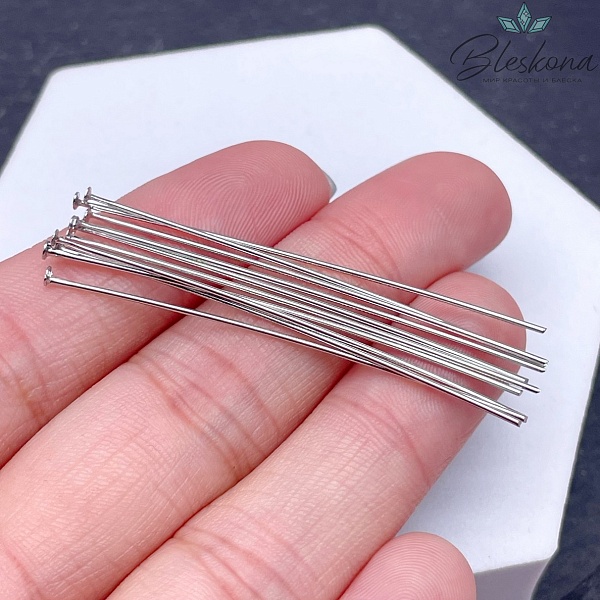 5 см*0,6 мм Цвет серебро, Пины шляпка жесткие уп. 10 шт Люкс