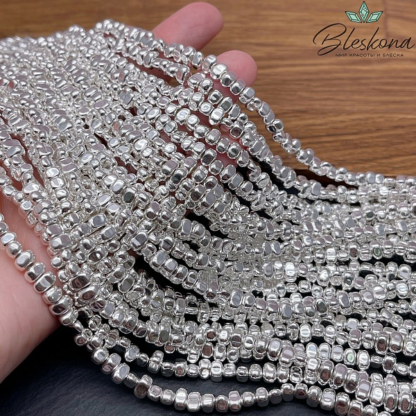 4,5-6 мм Гематин сколы шлифованные, светлое серебро, имитация
