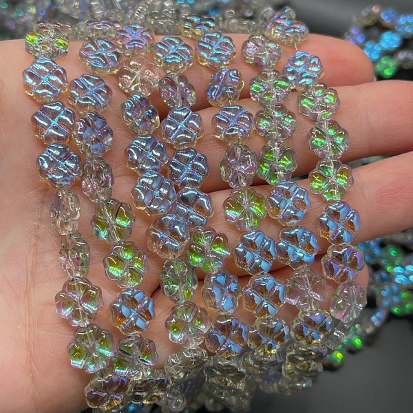 8 мм Стекло Lux,клевер,цвет серый с зелено- фиолетовым переливом