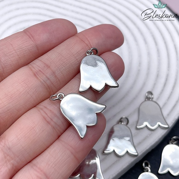 20*17,4 мм Цвет серебро, Подвеска Тюльпан Этно №3