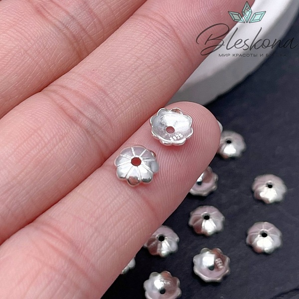 7 мм, Шапочка цветок посеребрение