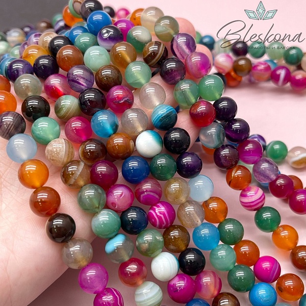 Агат микс (тонированный) 10 мм