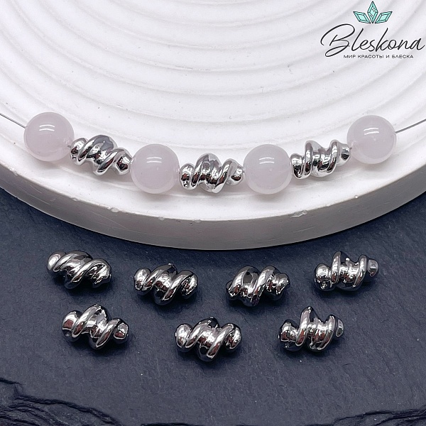 11*7 мм Цвет серебро, Бусина Спираль