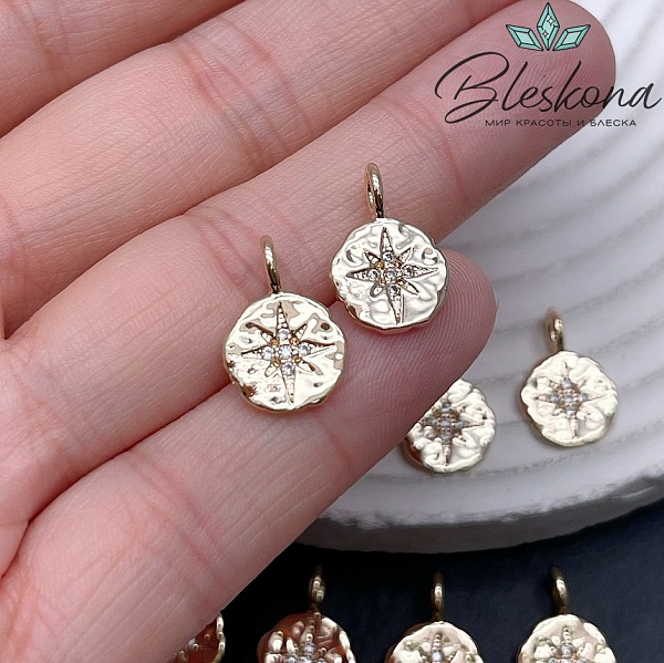 15,3*10,5 Цвет золото, Подвеска северная звезда с цирконами