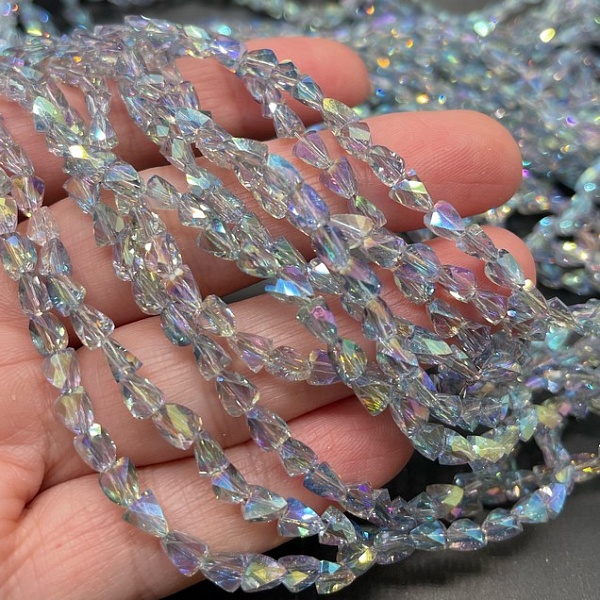 4*5 мм Стекло Lux, треугольник, цвет серо- голубой с переливом