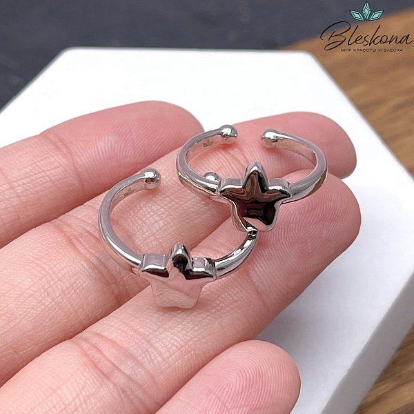 20 мм Цвет серебро, Кольцо безразмерное Этно №3 тюльпан