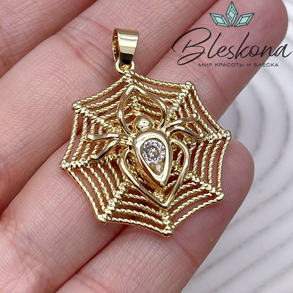 31*28 мм Цвет золото, Подвеска Паук с паутинкой