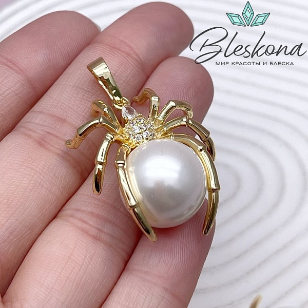 31*27 мм Цвет золото, Подвеска Паук белый с цирконами