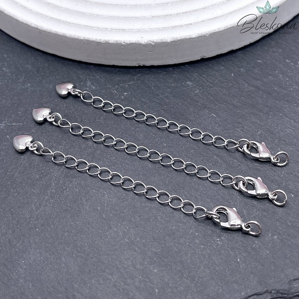 10 мм Цвет серебро, Замок округлый с цепочкой сердце