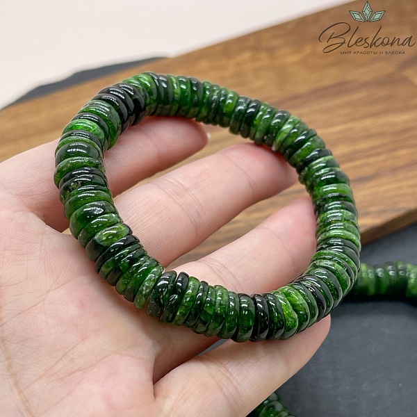 Диопсид рондель 9,5-10 мм сет 18 см