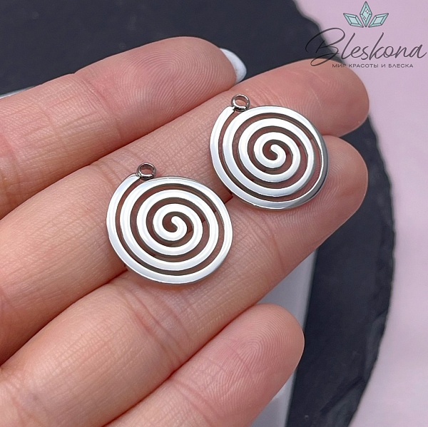 20*17,5 мм Цвет серебро, Подвеска Спираль