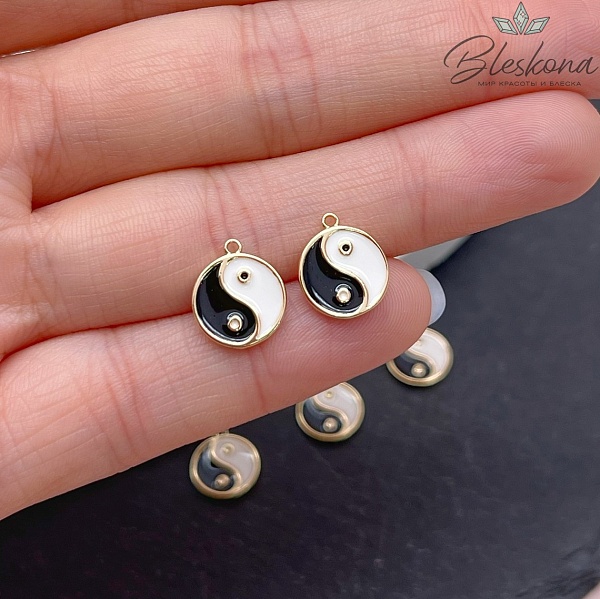 ⌀10мм Цвет золото, Подвеска Инь-Янь эмаль