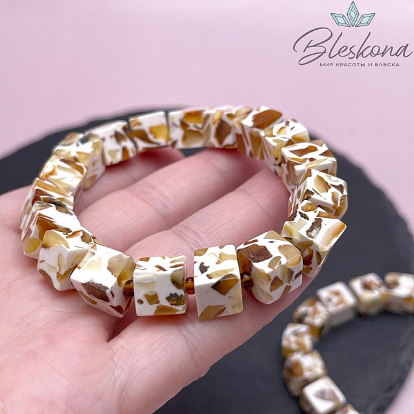 Янтарь мозаика куб фриформ 9 мм сет 19 см