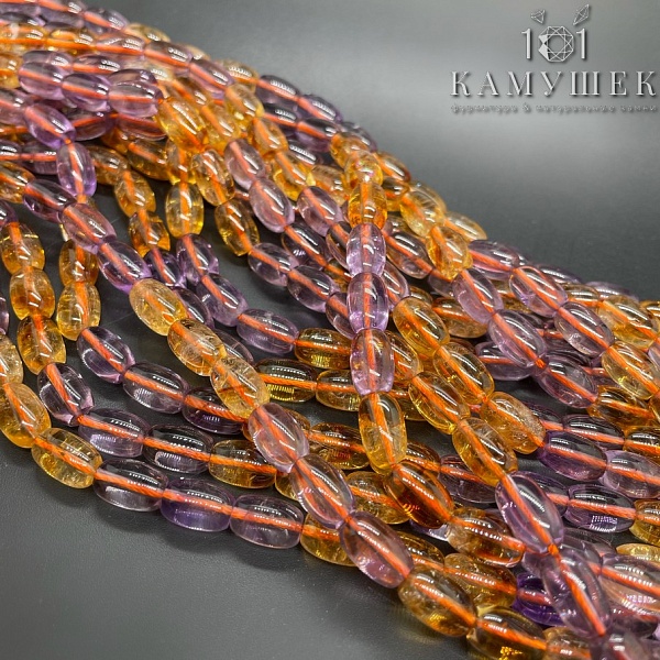 Микс Аметист Цитрин бочата 7*11мм