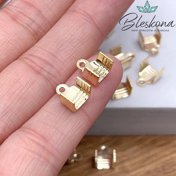 Зажим концевик для шнура ,цвет золото 7*8,5мм 