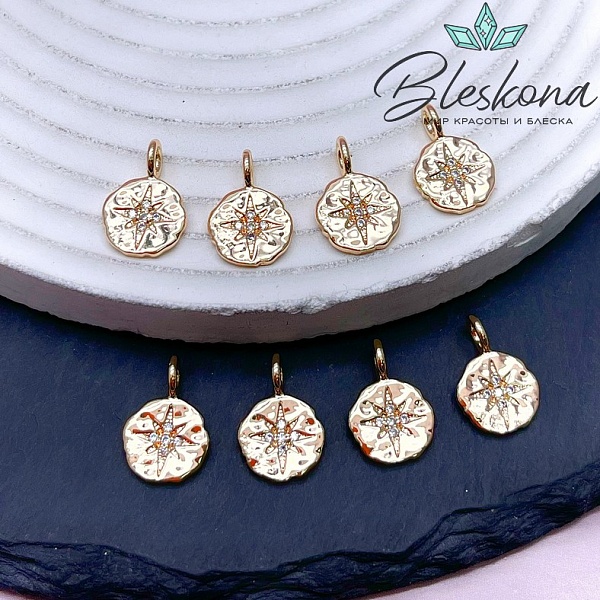 15,3*10,5 Цвет золото, Подвеска северная звезда с цирконами